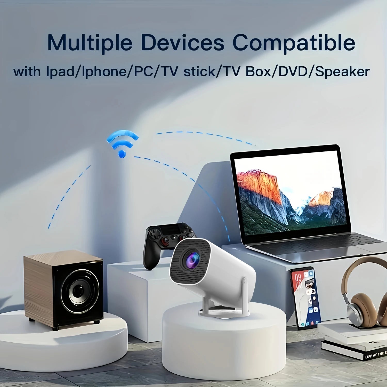 HD mini projector, supports 4K video