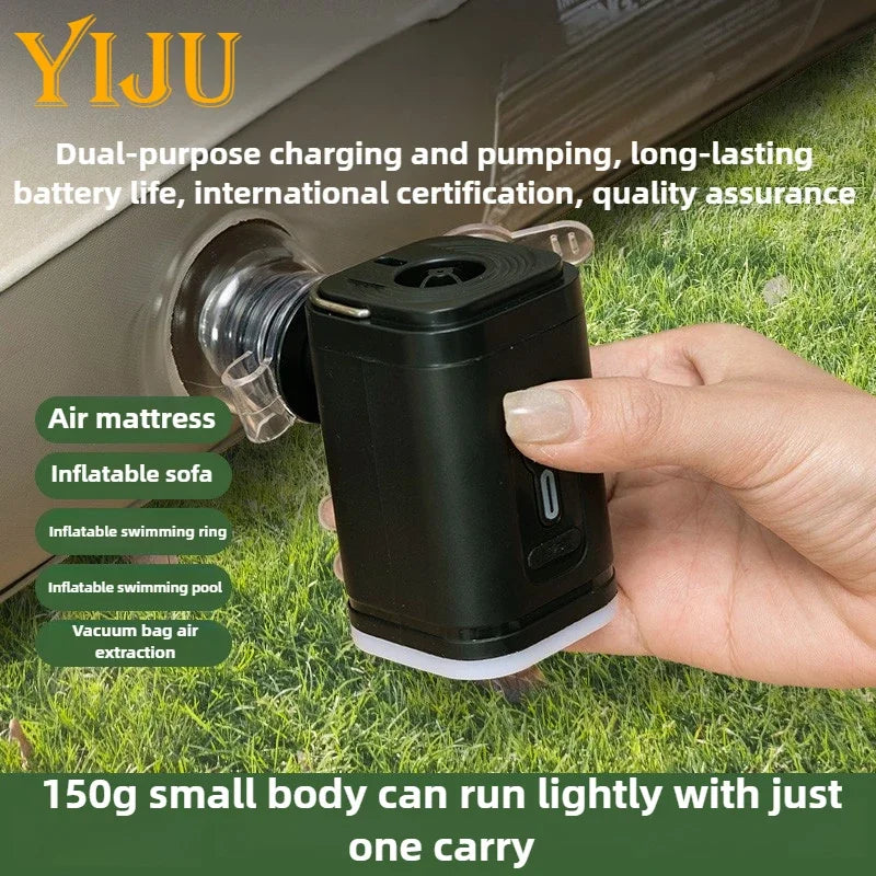 YIJU 3 in 1 Electric Air Pump with Lights Mini Wireless Air Compressor USB Charging Inflator