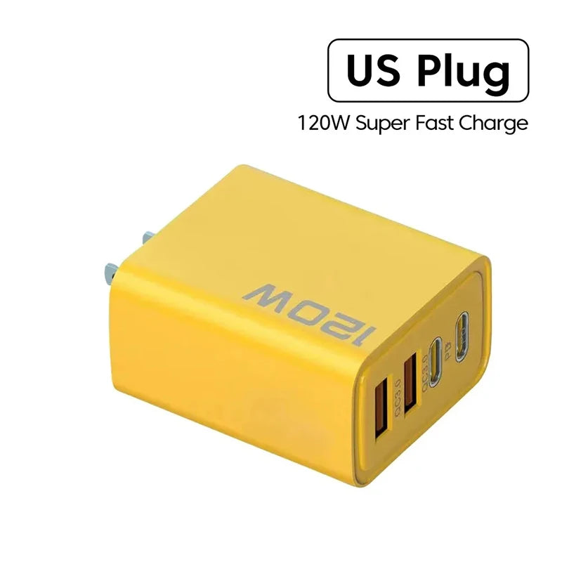 4 Ports 120W USB Type C Charger Travel Fast Charge