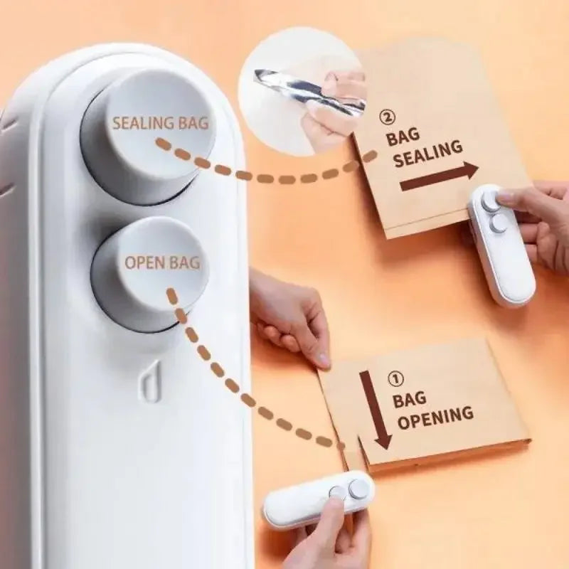 New Portable Mini Sealer 2 In 1 Heat Sealer For Snacks Home