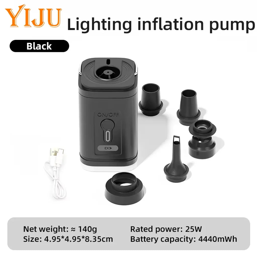YIJU 3 in 1 Electric Air Pump with Lights Mini Wireless Air Compressor USB Charging Inflator